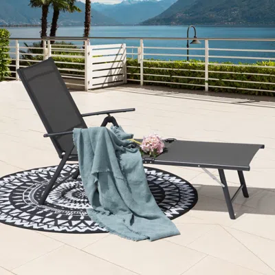 Ashley Nuu Garden Outdoor Chaise Lounge In Dark Gray