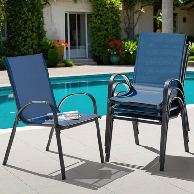 Ashley Nuu Garden Outdoor Dining Chair (set Of 4) In Blue