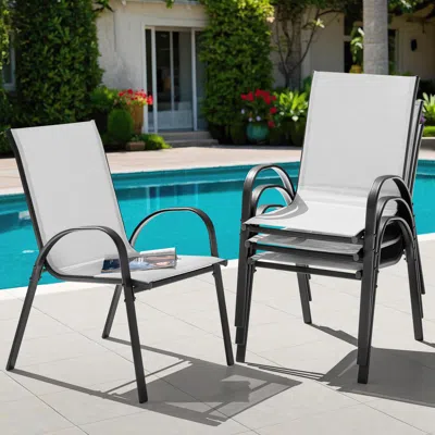 Ashley Nuu Garden Outdoor Dining Chair (set Of 4) In Light Gray