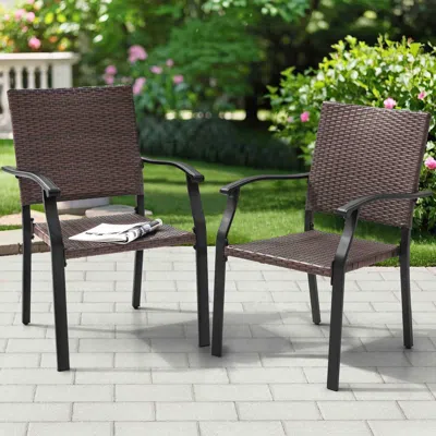 Ashley Nuu Garden Outdoor Dining Chairs (set Of 2) In Brown