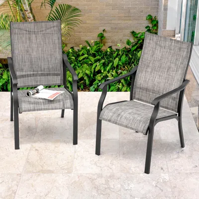Ashley Nuu Garden Outdoor Dining Chairs (set Of 2) In Gray