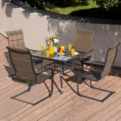 Ashley Nuu Garden Outdoor Dining Table And 4 Chairs In Brown