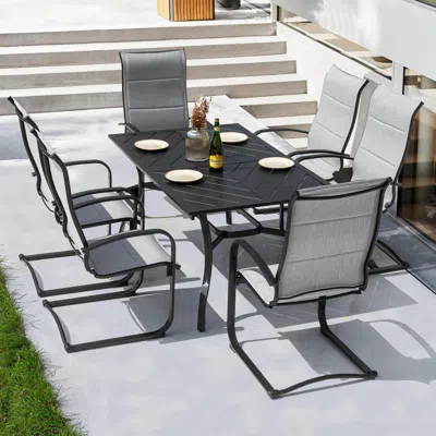 Ashley Nuu Garden Outdoor Dining Table And 6 Chairs In Gray