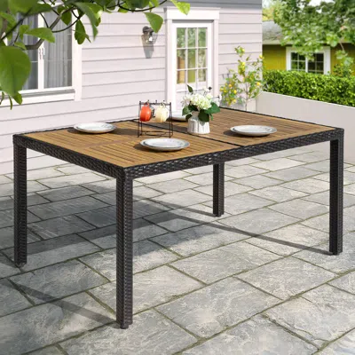 Ashley Nuu Garden Outdoor Dining Table In Light Brown