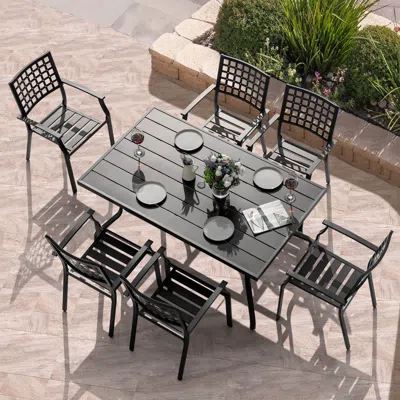 Ashley Nuu Garden Outdoor Dining Table With 6 Chairs In Black