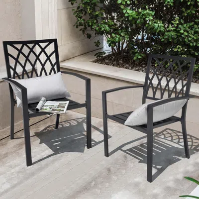 Ashley Nuu Garden Outdoor Lounge Chair (set Of 2) In Black