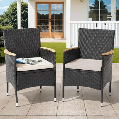 Ashley Nuu Garden Outdoor Lounge Chairs (set Of 2) In Black