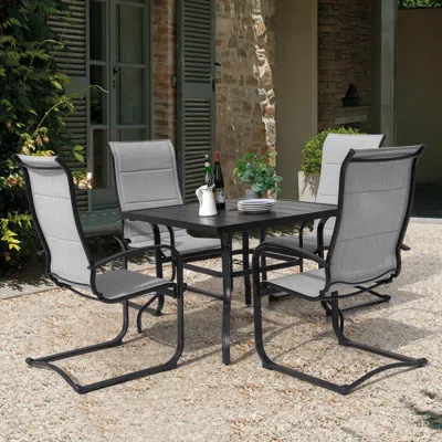 Ashley Nuu Garden Outdoor Modular Dining Table And 4 Chairs In Gray
