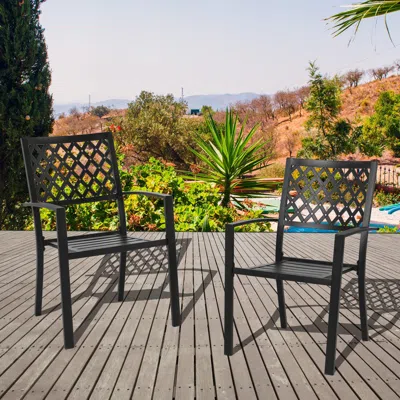 Ashley Nuu Garden Outdoor Patio Dining Chair (set Of 2) In Black
