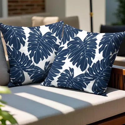 Ashley Nuu Garden Outdoor Pillow (set Of 2) In Blue/white