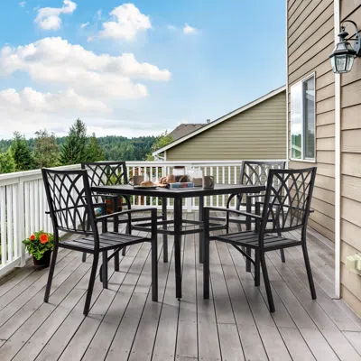 Ashley Nuu Garden Outdoor Square Dining Table And 4 Chairs In Black