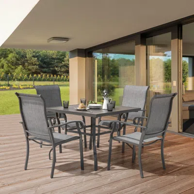 Ashley Nuu Garden Outdoor Square Dining Table And 4 Chairs In Gray