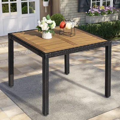 Ashley Nuu Garden Outdoor Square Dining Table In Light Brown