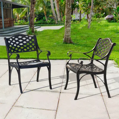 Ashley Nuu Garden Patio Dining Chairs Set Of 2 In Black