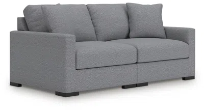 Ashley Omaha By  2-piece Modular Next-gen Nuvella™ Performance Fabric Loveseat In Salt And Pepper