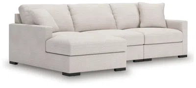 Ashley Omaha By  3-piece Modular Next-gen Nuvella™ Performance Fabric Sofa Chaise In Stone