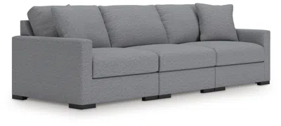 Ashley Omaha By  3-piece Modular Next-gen Nuvella™ Performance Fabric Sofa In Salt And Pepper