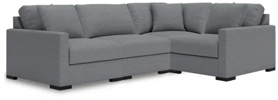 Ashley Omaha By  4-piece Modular Next-gen Nuvella™ Performance Fabric Sectional In Salt And Pepper