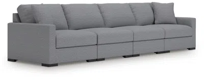 Ashley Omaha By  4-piece Modular Next-gen Nuvella™ Performance Fabric Sectional Sofa In Salt And Pepper