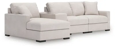 Ashley Omaha By  4-piece Modular Next-gen Nuvella™ Performance Fabric Sectional With Chaise And Stora In Stone