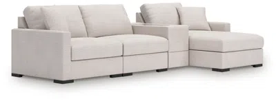 Ashley Omaha By  4-piece Modular Next-gen Nuvella™ Performance Fabric Sectional With Chaise And Stora In Stone