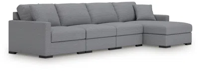 Ashley Omaha By  4-piece Modular Next-gen Nuvella™ Performance Fabric Sectional With Chaise In Salt And Pepper