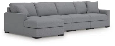 Ashley Omaha By  4-piece Modular Next-gen Nuvella™ Performance Fabric Sectional With Chaise In Salt And Pepper