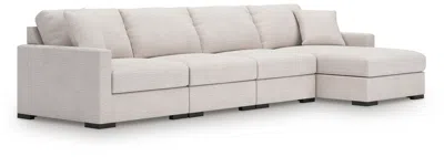 Ashley Omaha By  4-piece Modular Next-gen Nuvella™ Performance Fabric Sectional With Chaise In Stone