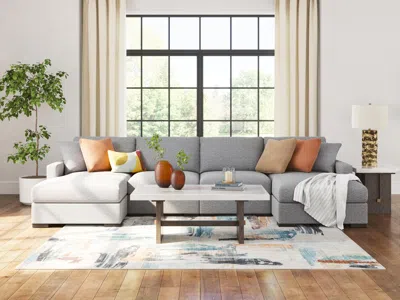 Ashley Omaha By  4-piece Modular Next-gen Nuvella™ Performance Fabric Sectional With Double Chaise In Salt And Pepper