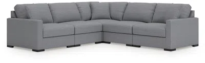 Ashley Omaha By  5-piece Modular Next-gen Nuvella™ Performance Fabric Sectional In Salt And Pepper
