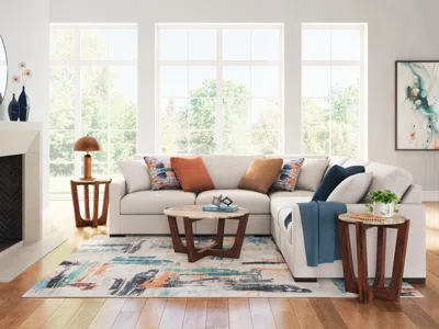 Ashley Omaha By  5-piece Modular Next-gen Nuvella™ Performance Fabric Sectional In Stone