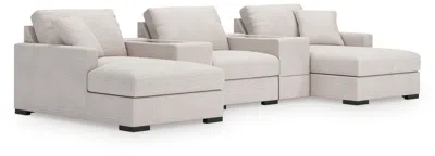 Ashley Omaha By  5-piece Modular Next-gen Nuvella™ Performance Fabric Sectional With Double Chaise An In Stone