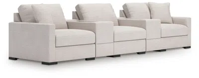 Ashley Omaha By  5-piece Modular Next-gen Nuvella™ Performance Fabric Sectional With Storage Consoles In Stone