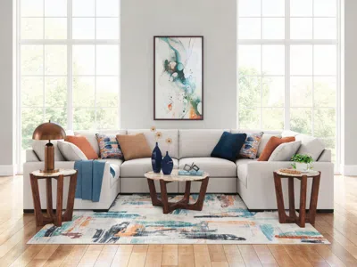Ashley Omaha By  6-piece Modular Next-gen Nuvella™ Performance Fabric Sectional In Stone
