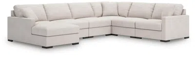 Ashley Omaha By  6-piece Modular Next-gen Nuvella™ Performance Fabric Sectional With Chaise In Stone