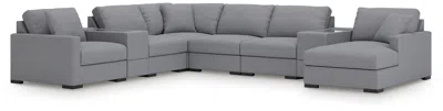 Ashley Omaha By  8-piece Modular Next-gen Nuvella™ Performance Fabric Sectional With Chaise And Stora In Salt And Pepper