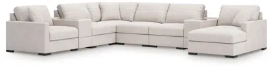 Ashley Omaha By  8-piece Modular Next-gen Nuvella™ Performance Fabric Sectional With Chaise And Stora In Stone