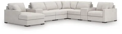 Ashley Omaha By  8-piece Modular Next-gen Nuvella™ Performance Fabric Sectional With Chaise And Stora In Stone