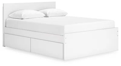 Ashley Onita Queen Panel Platform Bed With 1 Side Storage In White