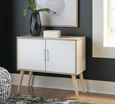 Ashley Orinfield 2 Door Accent Cabinet In Natural/white