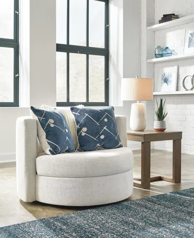 Ashley Padova Swivel Accent Chair In Ivory