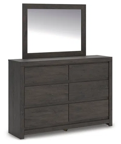 Ashley Parlayon 6 Drawer Dresser And Mirror In Charcoal