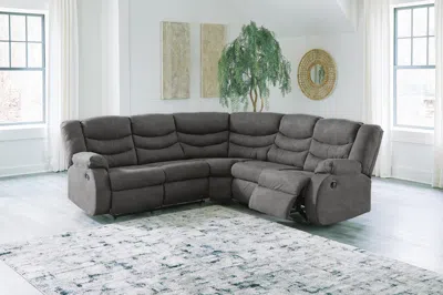 Ashley Partymate 2-piece Manual Reclining Sectional In Slate