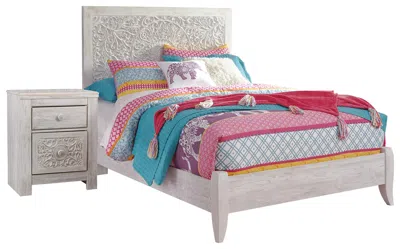 Ashley Paxberry Full Panel Bed With Nightstand In Whitewash