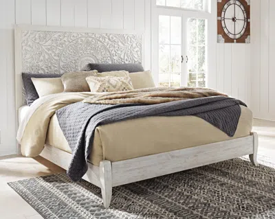 Ashley Paxberry King Panel Bed In Whitewash