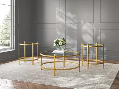 Ashley Pearlox Table (set Of 3) In Gold