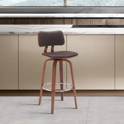 Ashley Pico Swivel Bar Stool In Brown/walnut/chrome