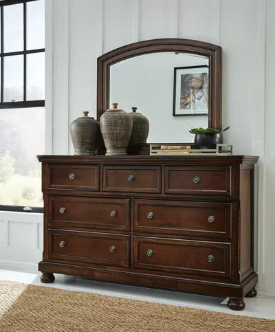 Ashley Porter 7 Drawer Dresser And Mirror In Rustic Brown