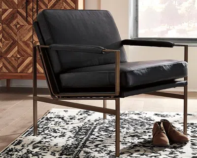 Ashley Puckman Leather Accent Chair Leather In Black