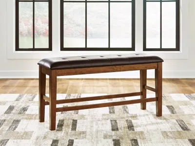 Ashley Ralene Counter Height Dining Bench Leather In Medium Brown